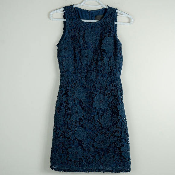 J Crew Collection Navy Lace Shift Mini Dress 0 - Picture 1 of 2